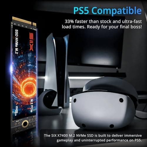 SIX NVME M.2 SSD PCIe 4.0-1TB m.2 2280 ssd, Read UP to 7350MB/s 1TB for Gaming PS5 Memory Storage Expansion with Heatsink, Internal Solid State Hard Drive PCIe gen 4x4 Nvme for Laptop Desktop pc