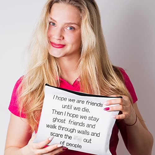 Frienda 3 Pcs Good Friend Gifts Cosmetic Bag for Women Friendship Makeup Bag Travel Cases for Birthday Graduation Moving Away Christmas Bestie Soul Sister(Trend Style)