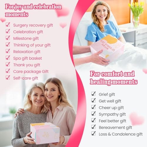 Get Well Soon Care Package for Women, 12 Pcs Deluxe Self-Care Gift Box with Pink Cozy Blanket, Tumbler, Candle & Spa Feel Better Basket – After Surgery, Thinking of You, Encouragement Recovery Gifts