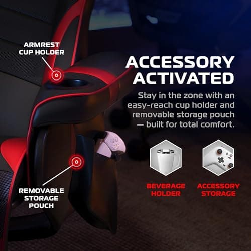 Respawn 900 Console Gaming Recliner with Footrest and Lumbar Support - Comfortable Ergonomic Gaming Chair with Headrest, No Wheels, Reclining, Heavy Duty, Racing Style Video Game Chairs - Red