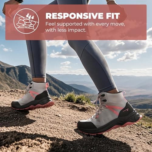 NORTIV 8 Women's Hiking Boots Waterproof Lightweight Outdoor Trekking Comfortable Non-Slip Backpacking Camping Ankle Boot Hollow