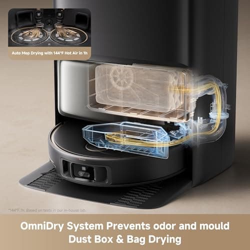 Mova V50 Ultra Complete Robot Vacuum and Mop Self-Cleaning, 24,000 Pa Suction, Liftable Navigation with Obstacle Overcoming and Warm Water Mopping with DuoSolution System Designed for Pets, Black