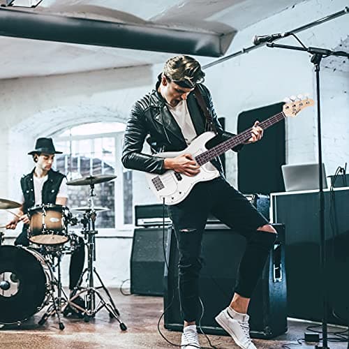 GLARRY Full Size Electric Bass Guitar Beginner Kit 4 String Exquisite Basswood Bass with 20W AMP, Cable, Strap, Bag and Accessories (White, 39"Right Handed)