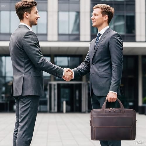 Masa Kawa Leather Briefcase for Men 15.6", 17" Laptop Computer Case Business Travel Work Messenger Cross Body Shoulder Bag