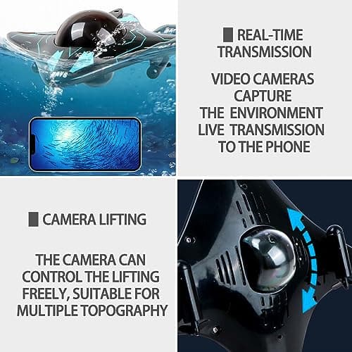 Losbenco RC Boat with Camera - 6 CH Waterproof Remote Control Boat for Pools & Lakes, App Control for iOS & Android, Real-Time Photography, Toys for Adults & Kids Ages 8+
