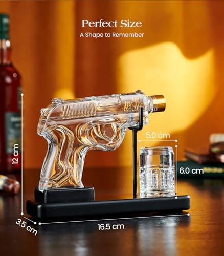 Birthday Gifts for Men Dad, Kollea Gun Whiskey Decanter Sets for Men, Shot Glass, Funny Gift Idea for Him Brother, Liquor Dispenser for Bar, Alcohol, Anniversary, Christmas, Military Present, Cave