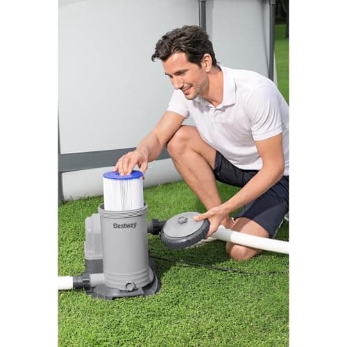 Bestway 2,500 GPH Filter Pump for Above Ground Swimming Pool with Type IV-B Cartridge, Adapter Accessories and Timer