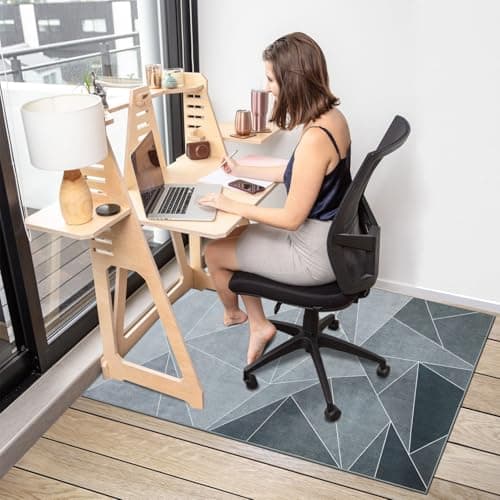 Office Chair Mat for Hardwood Floor & Low-Pile Carpet,36"*48" Highly Premium Quality Protector Floor Mat,Desk Chair Mat - Anti-Slip Carpet Chair Mats for Laminate/Tile Floor Black Grey