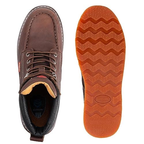 SUREWAY Mens Heavy Duty Soft/Composite/Steel Toe Work Boots for Men-Comfortable,GoodyearWelt,Full Grain Leather,6 in Wedge Moc Toe Construction Boots/Shoes