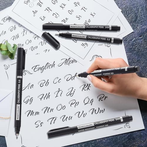 MARTCOLOR Calligraphy Pens, 10 Size Calligraphy Pens for Writing, Brush Pen Calligraphy Set for Beginners, Calligraphy Brush Pens, Hand Lettering Pen for Art Drawing, Sketching, Scrapbooking