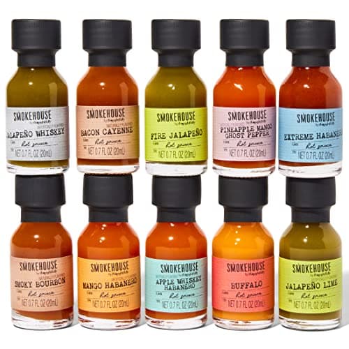 Hot Sauce Mini Bottle Collection, Tasting Set, Flavor Sampler, Gourmet Food Gift, Gift for Men, Dad, Foodies, Spice Lovers Smokehouse Gourmet Hot Sauce Gift Set, Hot Sauce Variety Pack, Set of 10 B08TDPSCDY