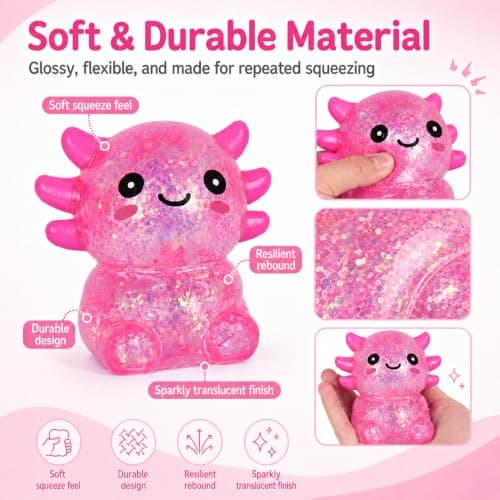 Non-toxic soft TPR, slow rebound, satisfying squeeze, sensory stress relief toy for kids & adults Axolotl Squishy Stress Ball, Soft TPR Fidget Toy for Kids Adults B0GGY5PZZX
