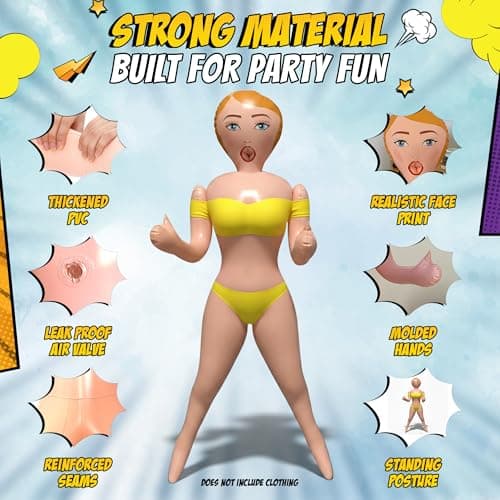 Inflatable Doll with Groom Sash - Bachelor Party Favors - Bachelor Party Decorations - Bachelorette Party Favors - Gag Gifts - 60" Blondi Care