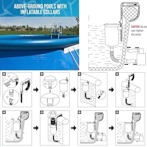 U.S. Pool Supply Pool Skimmer - Above Ground Pool Skimmer, Floating Pool Surface Skimmer, Pool Accessories - Clean Debris Basket, Wall Mount, Attaches to Inflatable Collars, Tubular and Metal Frames