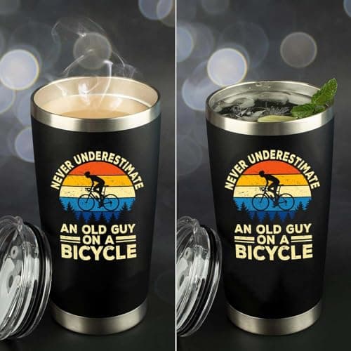 Gifts for Bikers - Cycling Tumbler 20oz - Cool Gifts for Cyclists Riders Triathlete Bicycle Lover, Fathers Day Mother Days Christmas Birthday Cycling Mug Bicycle Coffee Cup B0GSPZFS4R