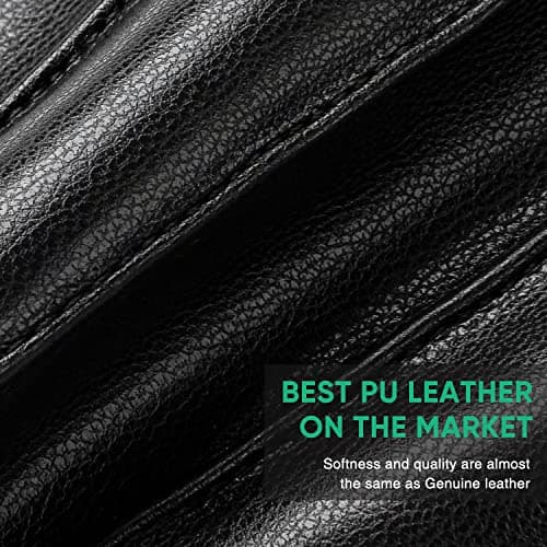 Alepo Winter PU Leather Gloves For Men, Warm Thermal Touchscreen Texting Typing Dress Driving Motorcycle Gloves Wool Lining