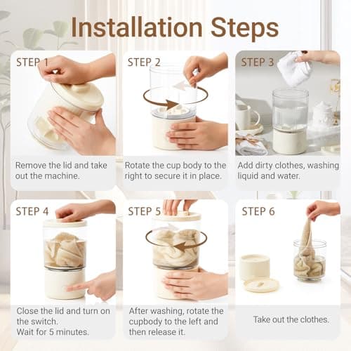 Lounsweer 1.6L Portable Washing Machine Mini Underwear Washer Rechargeable Cordless Foldable USB Charging for Underwear Baby Clothes for Travel Apartment RV