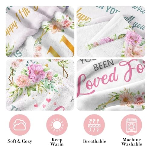 Birthday Gifts for 11 Year Old Girls, 11 Year Old Girl Birthday Gifts, 11th Birthday Decorations Gifts for Girls, Best Birthday Presents Ideas for 11 Yr Old Girl Throw Blanket 60"x50"