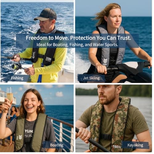 Automatic Inflatable Life Jacket | Low Profile PFD for Adults | Compact Design Self Inflating Life Vest | Supports up to 330 lbs