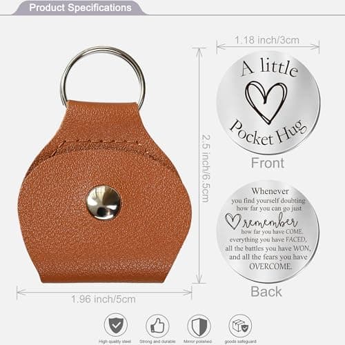 Double Sided Engraved Message Keychain ,Great Little Gifts OUMILAN Pocket Hug Token Inspirational Keychain for Men Women B0CKRFXF14