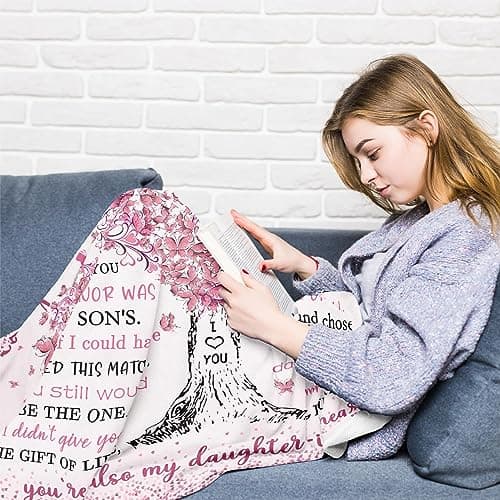Daughter in Law Christmas Birthday Gifts from Mother Father in Law, Daughter in Law Gifts for Mothers Day Wedding Day Daughter in Law Gifts, Gifts for Daughter in Law Blanket 60"x50" B0CF9GRYX7