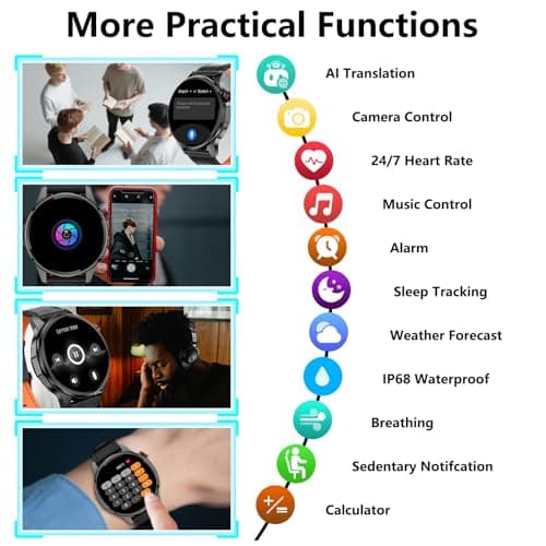 Lyaarka Smart Watches for Men,1.46" Fitness Tracker with GPS,Health Monitor,AI,Bluetooth Call/TextReply, Compass/Altitude/Barometer,100+ Sports Mode,5ATM Waterproof for Android/iPhone with 2 Straps