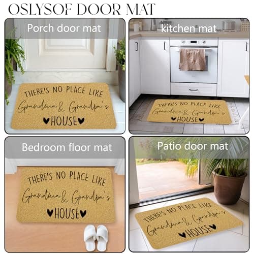 Grandma Grandpa Gifts Door Mat, Grandma and Grandpa's House Funny Doormat for Front Door Indoor Outdoor Porch Entrance Entryway, Gifts for Grandparents Welcome Mat Outside, 17x30 Inches