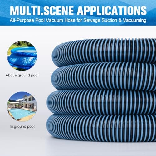 Pool Vacuum Hose With Swivel Cuff 1-1/2" Diameter 18FT Flexible Heavy Duty Pool Vacuum Cleaning Hose Perfect for Above&In Ground Swimming Pool
