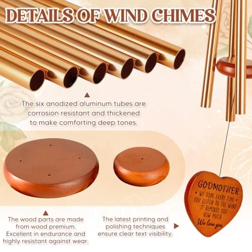Godmother Gifts from Godchild, Godmom Wind Chimes, Christmas, Birthday, Proposal, Retirement Gift for Godmother from Goddaughter Godson