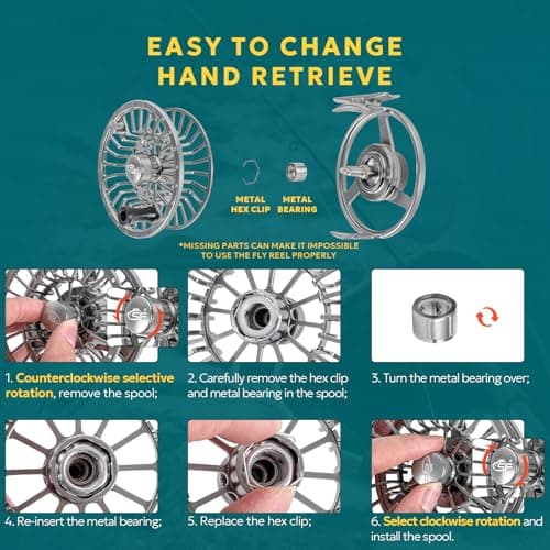 SF Premium SF005 Fly Fishing Reel Aircraft-Grade Aluminum 3/4/5, 5/6/7, 7/8/9 WT Dust-Proof Sealed Drag Free Reel Case Perfect for Trout & Bass