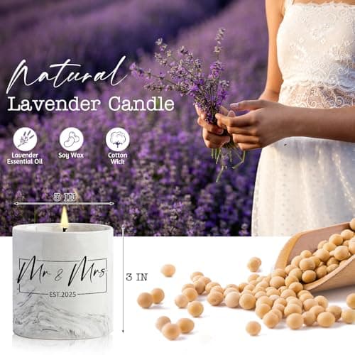 Mr and Mrs Gifts, Wedding Gift for Couples, Newlyweds Wedding Registry Bride and Groom to Be, Bridal Shower Gifts - 6 Oz 2025 New Couple Ceramics Candle