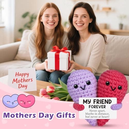 Funny Crochet Love Gifts for My Forever Best Friend,Birthday Gifts for Women Friendship,Small Cute Handmade Knitted Stuff Heart,Unique Christmas White Elephant Gift Ideas for Friends Female Bestie BFF