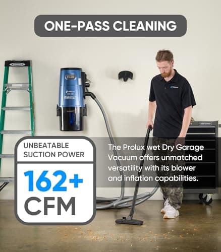 Prolux Professional Shop Blue Wall Mounted Garage Vac, Wet Dry Pick Up