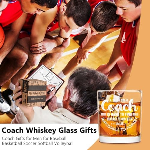 Futtumy Great Coach Whiskey Glass, Coach Gifts for Men, Basketball Coach Gifts, Baseball Soccer Softball Volleyball Gift for Graduation Competition Christmas Birthday