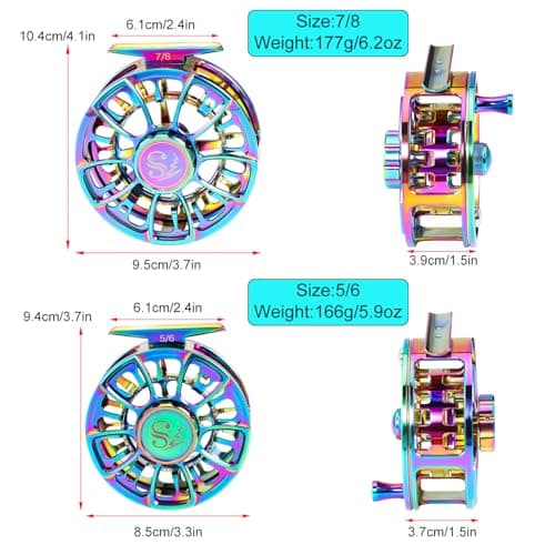 Sougayilang Fly Fishing Reel, Size 5/6,7/8 CNC-Machined Aluminum Alloy Fly Reel,Powerful Lightweight Fly Reels for Trout Fishing