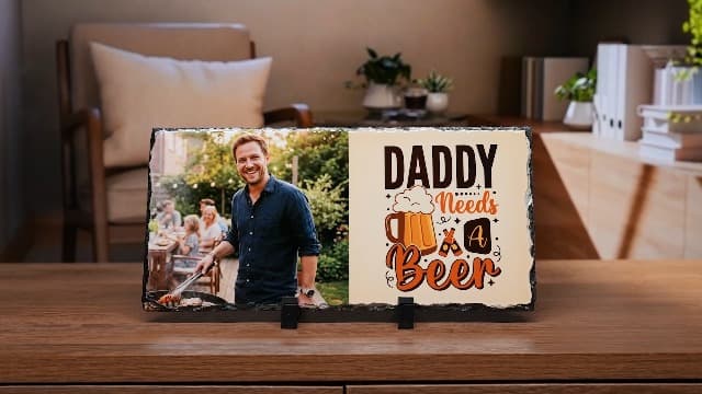Customized Photo on Natural Slate Stone — an Anniversary or Birthday Keepsake Gift for Women, Mom, Wife, Her, Dad or Family. ArtPix Personalized Slate Picture Frame - Custom Photo Gift Anniversary B0DNKR7K1S