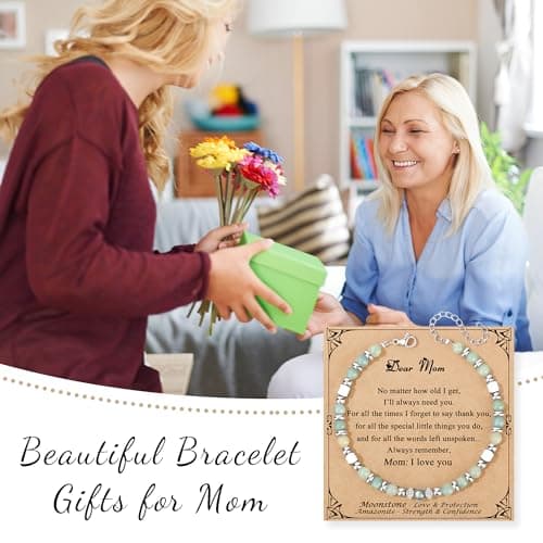 Christmas Birthday Valentines Mothers Day Graduation Gifts Natural Stone Stainless Steel Beads Bracelets Gifts for Women Moonstone Bracelet, Amazonite Imperial Jasper Bracelets B0D5B42N13