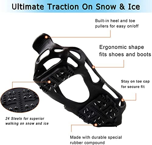 Shaddock Fishing Ice Snow Traction Cleats Crampons Anti-Slip Snow Shoes Cleats Walking on Snow Ice Winter Walking Boots Cleats for Men Women