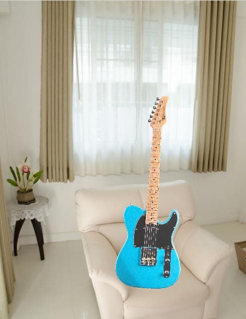 KGD Solid Electric Guitar Consists of a Roasted Mahogany Body and Maple Neck,Professional/Full Size Mercury Electric Guitar for Adults