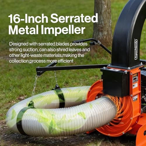 SuperHandy Truck Loader Leaf Vacuum – 15HP Electric Start Engine, Serrated Metal Impeller, Hitch or Tailgate Mount, Commercial Debris Vacuum for Lawn & Landscape Cleanup