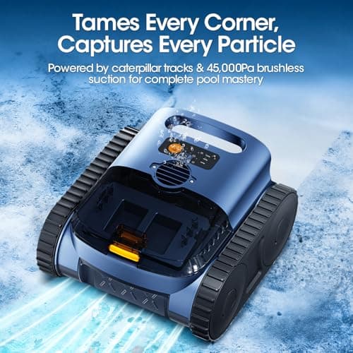 Cordless Robotic Pool Vacuum with Smarter Navigation & Track Drive, Dual 180W Brushless Motors, Wall & Waterline Climbing, 150-Min Runtime, for Inground & Above-Ground Pools up to 2,150 Sq. Ft.