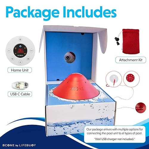 BCONE® Pool Alarm by Lifebuoy® | ASTM F2208 Certified | Floating Safety Device with App Alerts + Alexa Voice Control | 2.4GHz Wi-Fi | for Inground & Above-Ground Pools