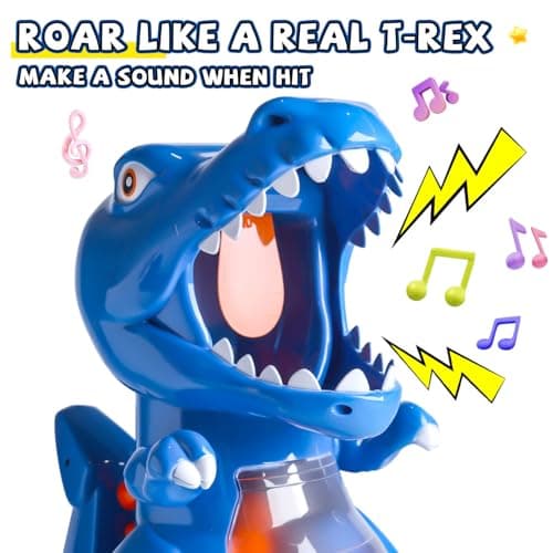 EagleStone T-Rex Dinosaur Shooting Toys for 6 7 8 Year Old Boys, Electronic Shooting Target Game with Air Pump Gun, 24 Balls, Foam Blaster Boy Toys Age 6-8 8-10, Christmas Birthday Gifts for Kids