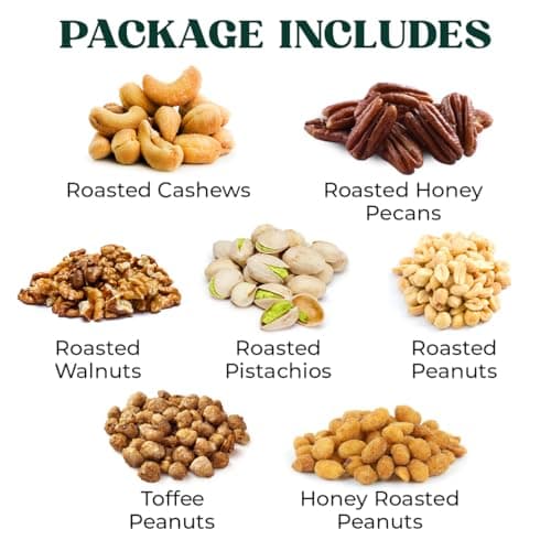 Holiday Nuts gift Basket - With a Variety of Freshly Roasted Nuts - Beautifully Packaged Gift Baskets for Men, Sympathy Basket For Dad, Christmas Healthy Gift.