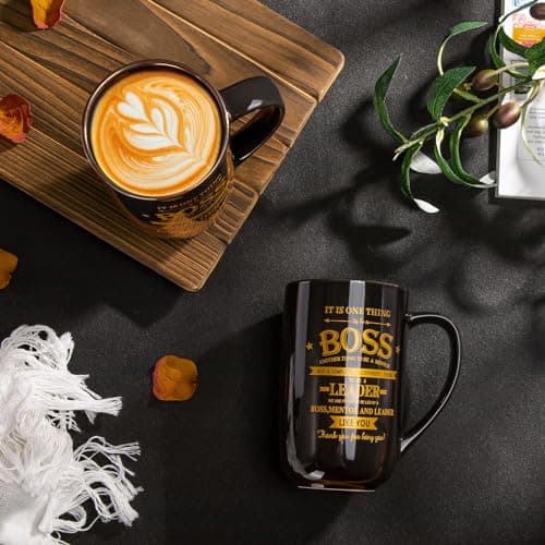 Boss Gifts - Best Bosses Day Gifts for Men Women - Funny Office Christmas Appreciation Gift for Boss Lady, Manager, Leader Female Male Birthday, Large 18 Oz Metal Glaze Ceramic Mug with Nice Gift Box