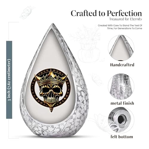 Pirates King Golden Skull Burial Small Urns for Adult Male Female Ashes - Drop Handcrafted Cremation Urn for Human Ashes - Remembrance Gift for Loss - Burial Cremains Containers (3 Inch) B0FBGQTX24