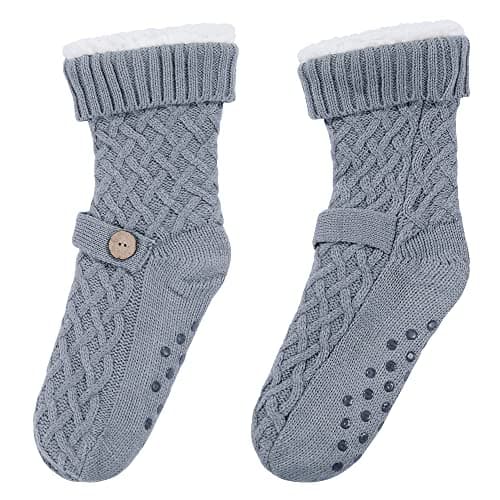 Chassic Warm Fuzzy Sherpa Lined Slipper Socks for Women with Non-Slip Grips B08HHR55W5