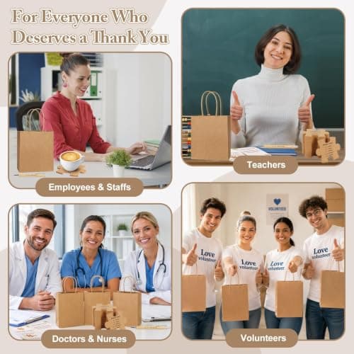 80Pcs/20 Sets Employee Appreciation Gifts Set - Puzzle Cork Coasters with Cards, Pens & Paper Bags, Thank You Gifts Bulk, Appreciation Gift for Coworkers, Perfect for Teachers, Nurses, Office, School B0GWCJP3J9