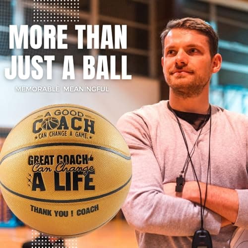 Basketball Coach Gifts for Men, Engraved Basketball with Warm Message for Coach Appreciation, Gold