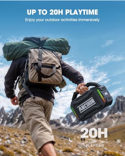 Speakers Bluetooth Wireless: 80W(Peak) Loud Speaker with Bass, 20H Playtime, IPX6 Waterproof, Large Jobsite Speakers for Work, Outdoor, Workshop, Garage, Portable Speaker with TWS (Black)